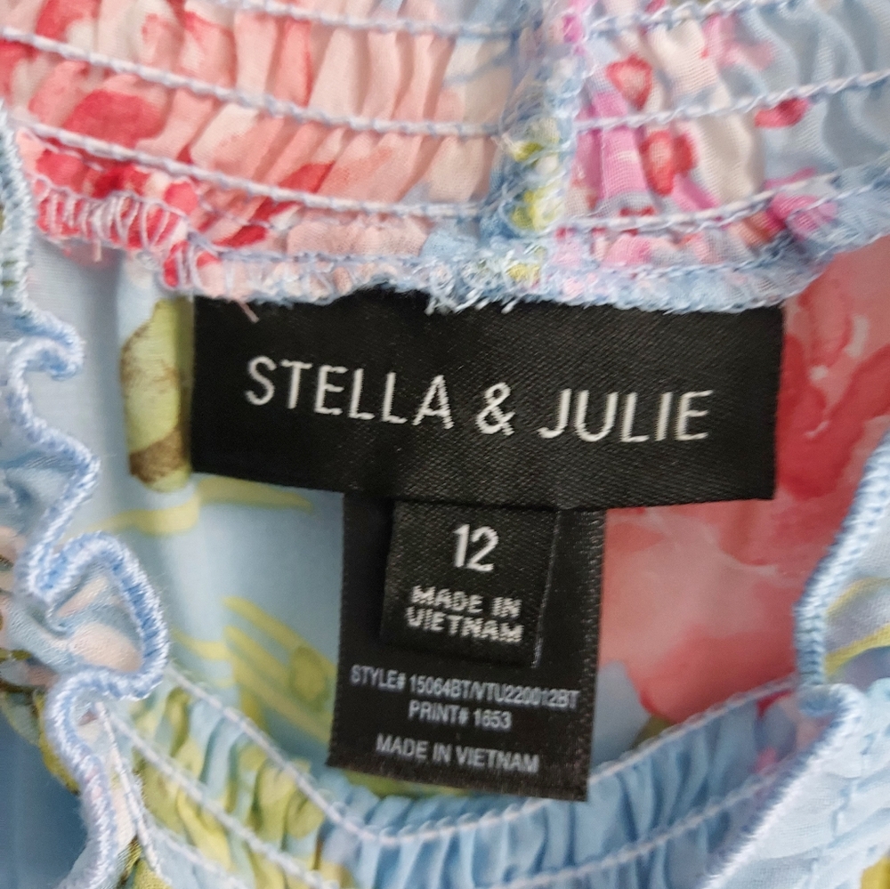 NWT Stella & Julie Floral Dress in Blue and Pink - Picture 3 of 12